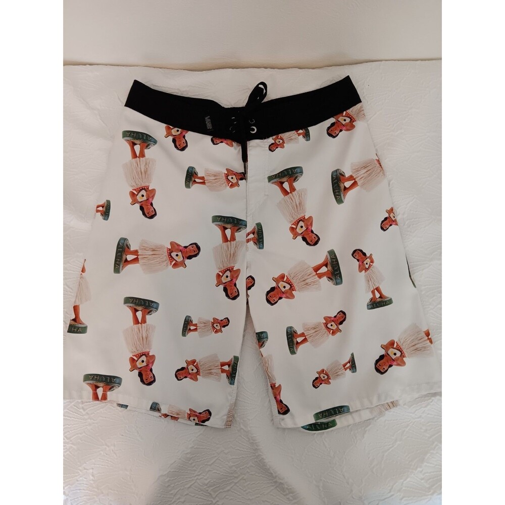 Vans "Off The Wall" Board Shorts Men's 33 Swim Trunks Surf Hula Girl Mesh Lining